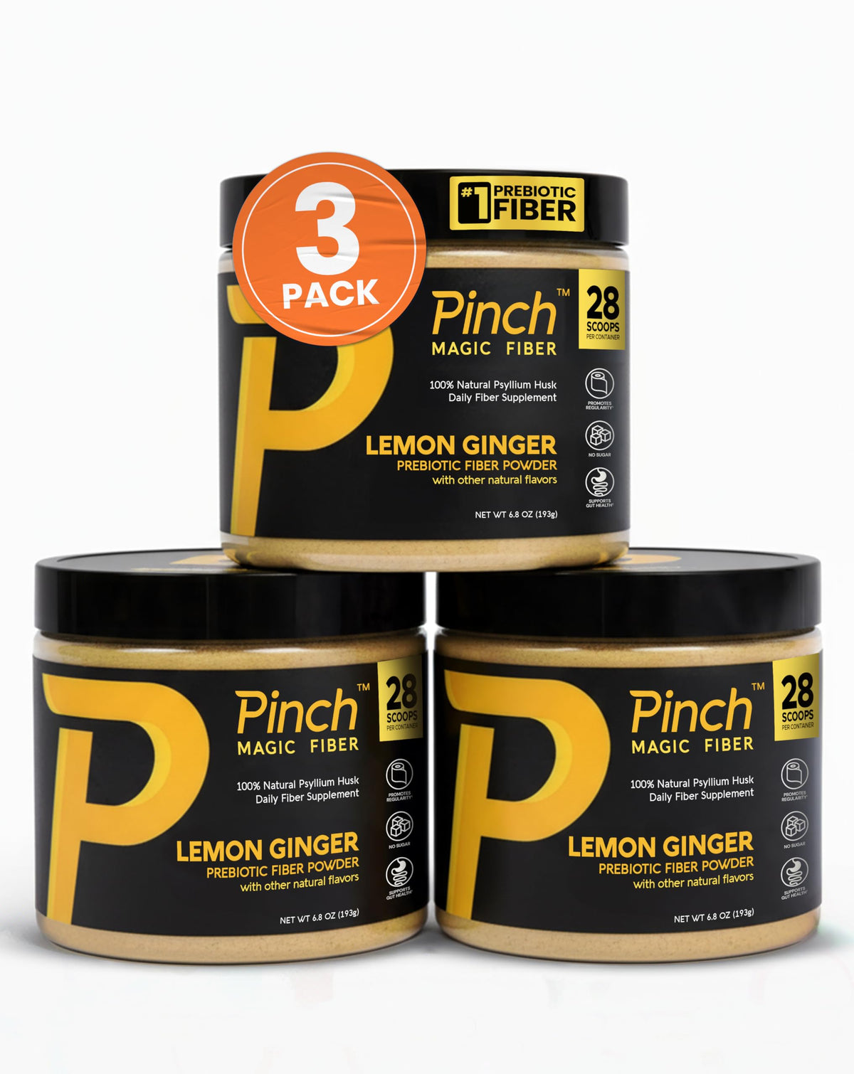 Pack de 3 sachets de Pinch Psyllium Husk au citron et gingembre
