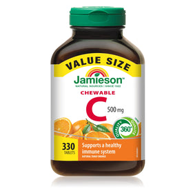 Pack de 330 comprimés à mâcher Vitamine C 500mg Jamieson, saveur orange
