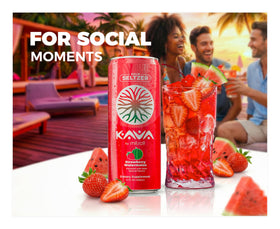 Pack de 4 canettes Mitra9 Seltzer Kava Fraise Pastèque