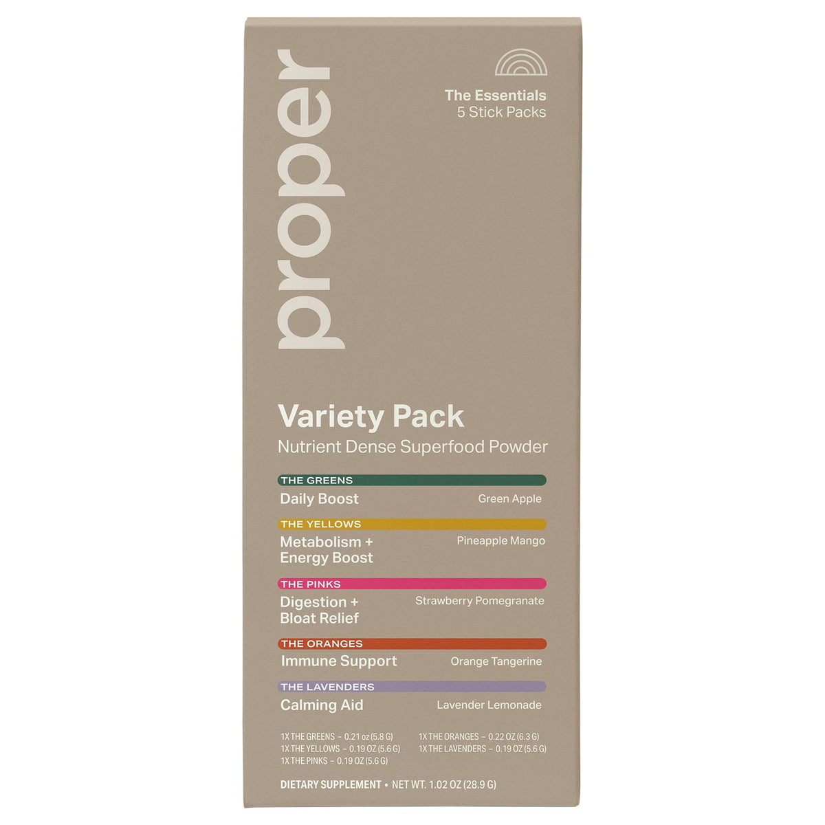 Pack de 5 sticks de Proper Super Foods en Poudre