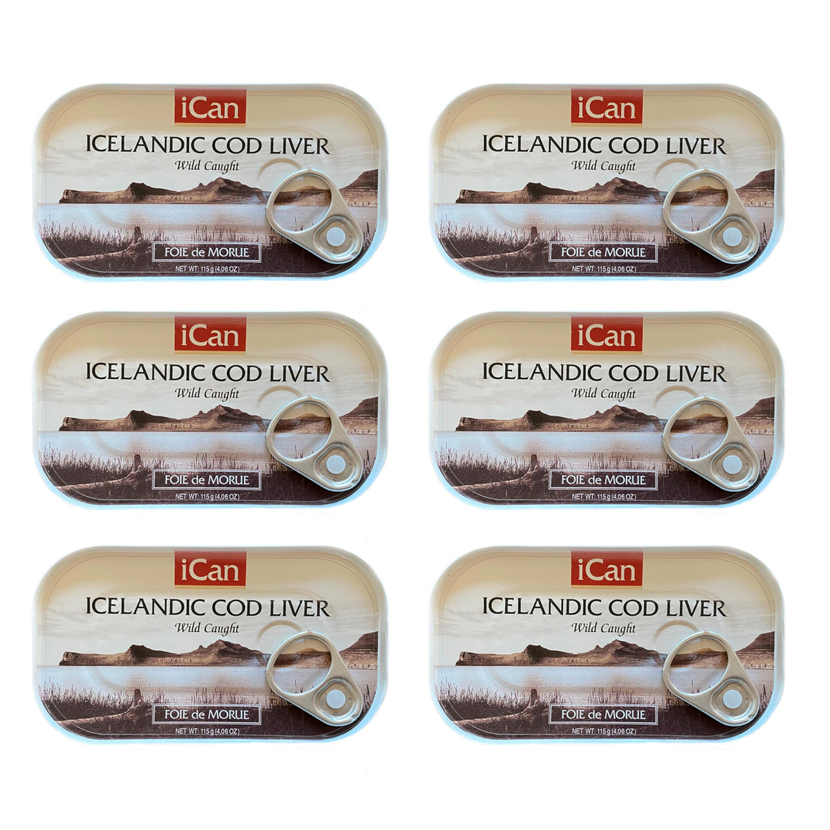 Pack de 6 boîtes de foie de morue sauvage d'Islande ICAN