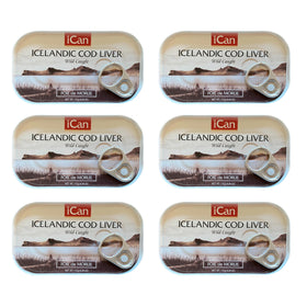 Pack de 6 boîtes de foie de morue sauvage d'Islande ICAN