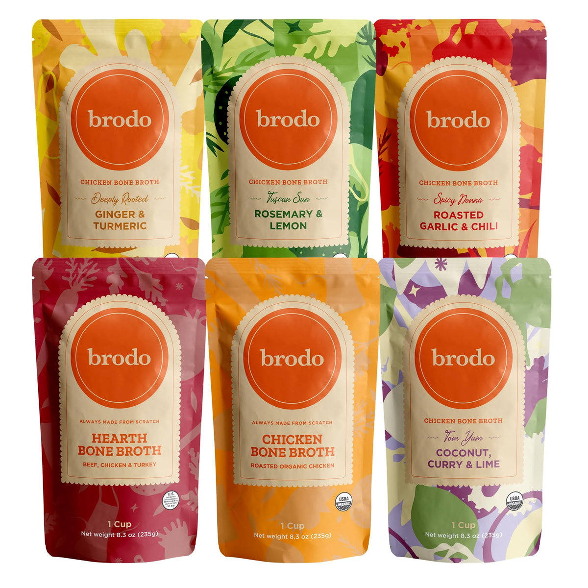 Pack de 6 sachets de bouillon d'os collagène bio Brodo 240 ml