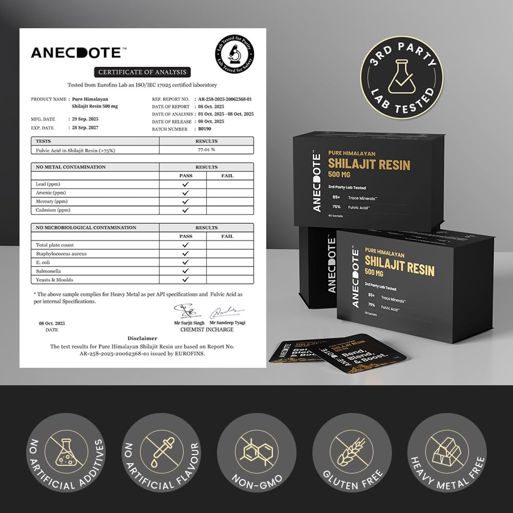 Pack de 60 cartes de Résine de Shilajit ANECDOTE, vue de côté