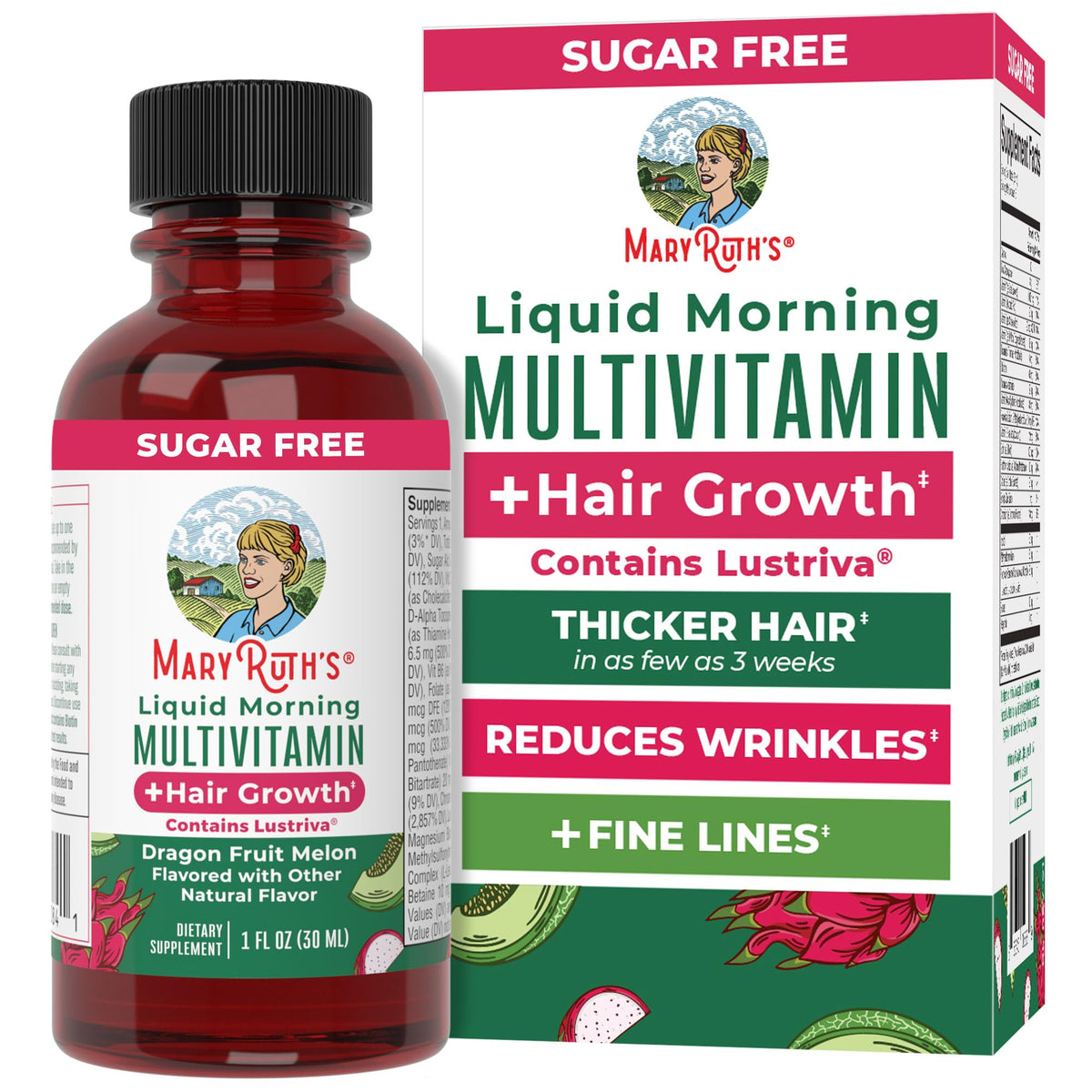 Pack de 8 flacons MARYRUTH'S multivitamines liquides pour la croissance des cheveux