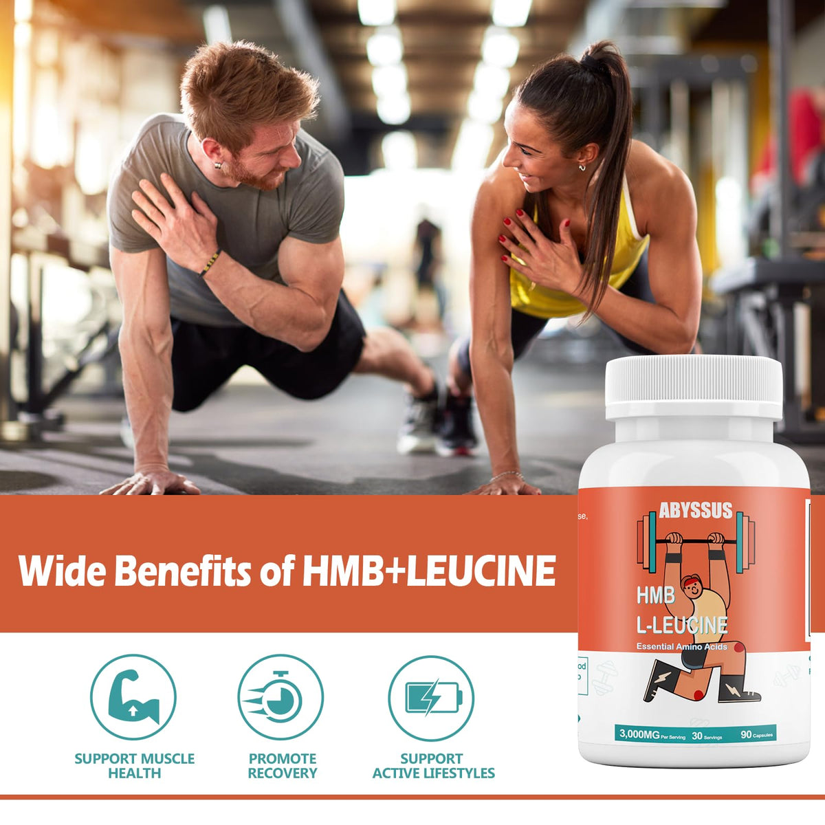 Pack de 90 capsules ABYSSUS HMB & L-Leucine