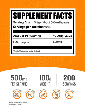 Pack de BulkSupplements Poudre de L-Tryptophane 100g