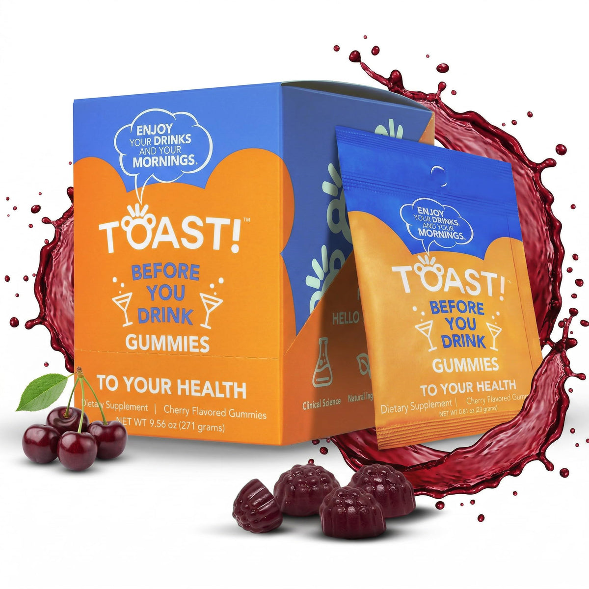 Pack de gummies Toast! Avant de Boire en cerise, 4 gummies