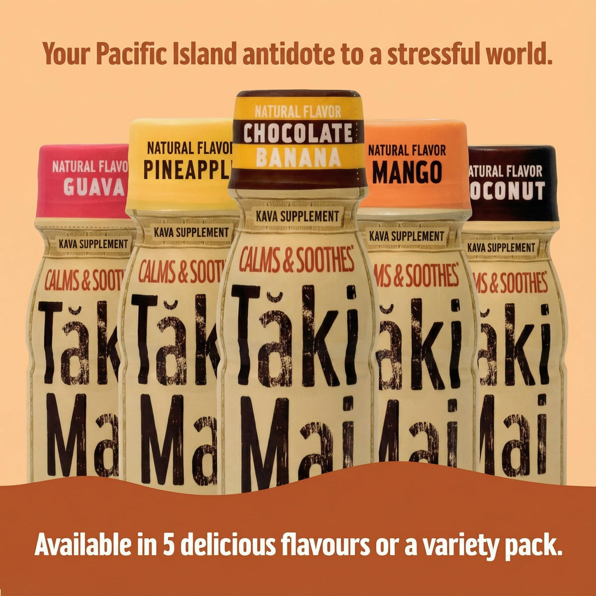Pack de Kava Taki Mai sur une table, prêt à être dégusté