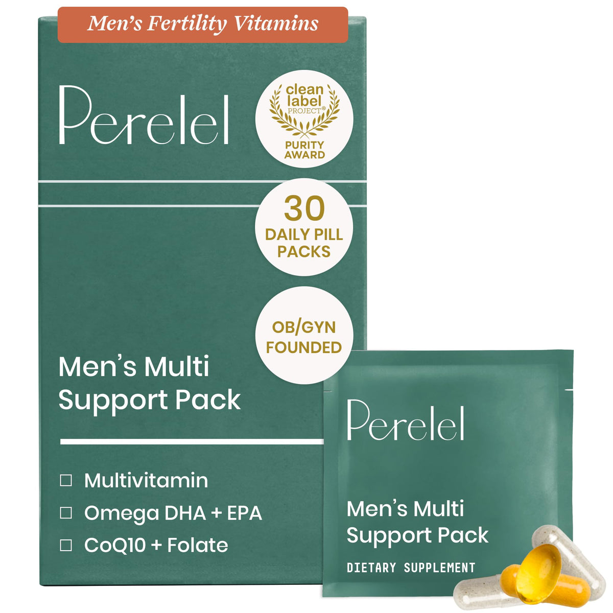 Pack de multivitamines pour hommes Perelel comprenant capsules et softgels