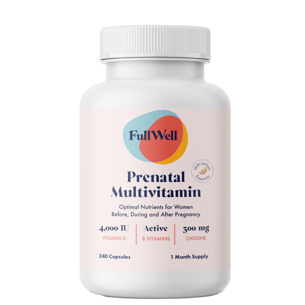 Pack de multivitamines prénatales FullWell Fraise vue avant