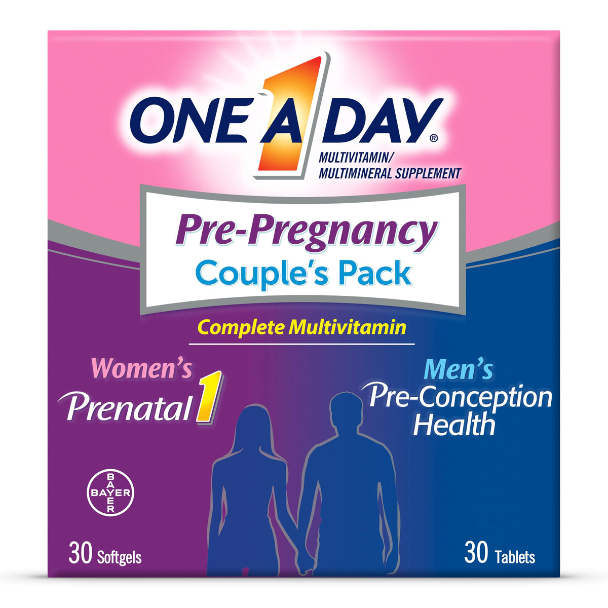 Pack de multivitamines prénatales ONE A DAY pour couple 30 + 30