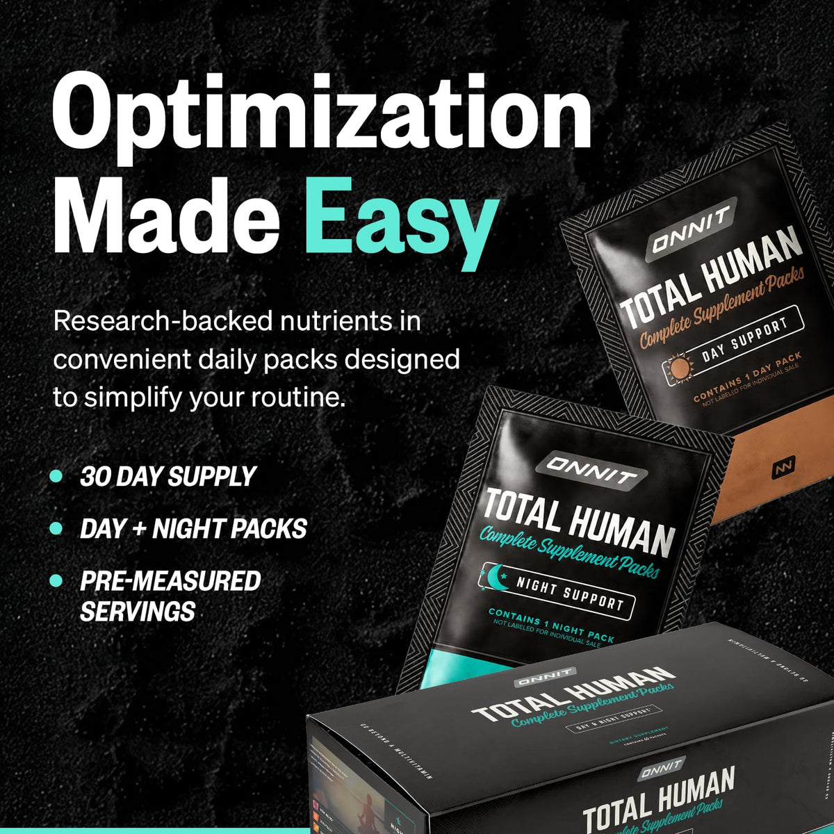 Pack de nuit ONNIT Total Human avec ingrédients daily wellness