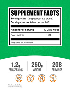 Pack de Poudre de Lécithine de Soja BulkSupplements ouvert