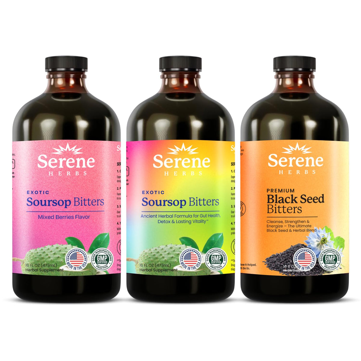 Pack de Soursop Bitters et Huile de Graines Noires de Serene Herbs, vue avant