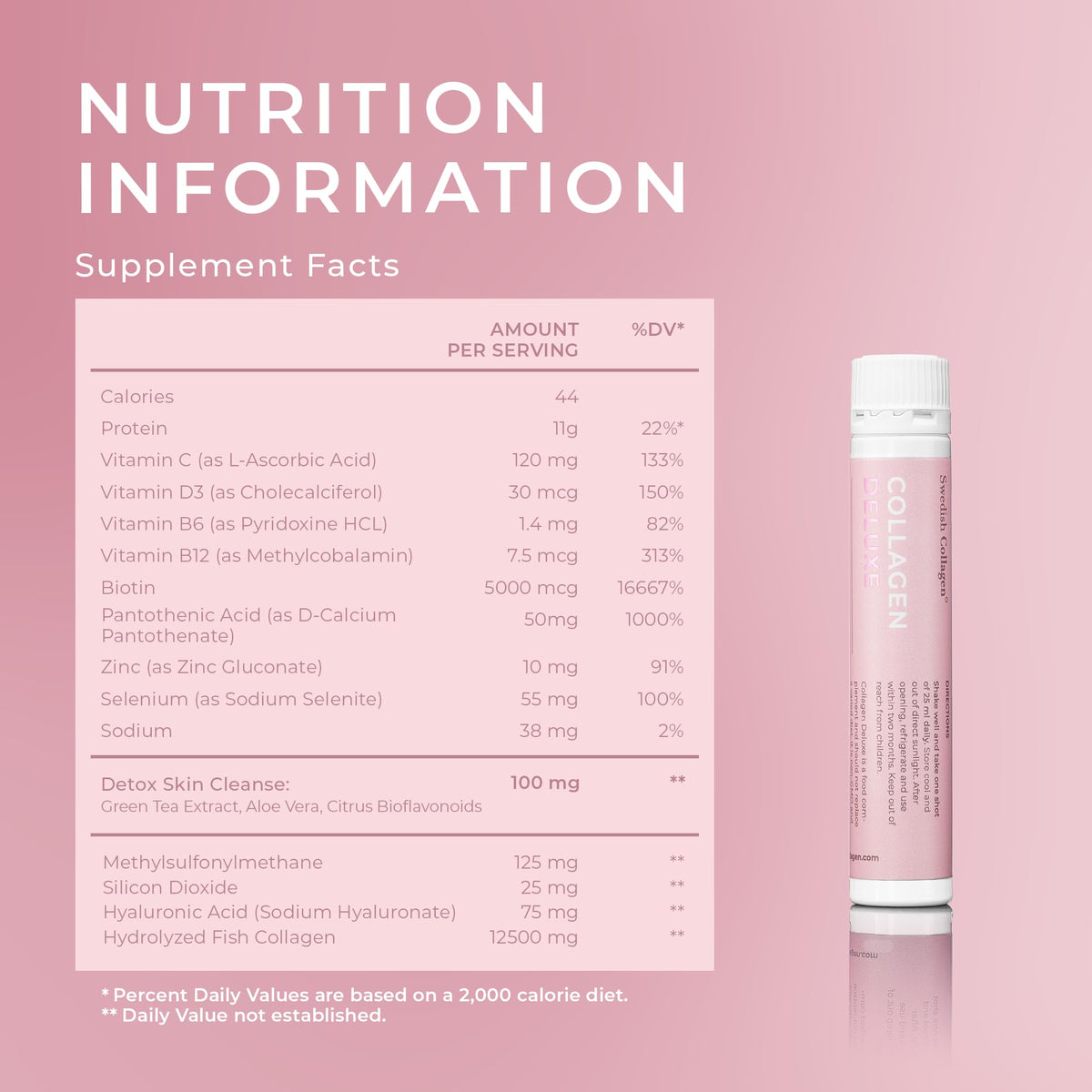 Pack de Swedish Collagen Shots sur fond blanc