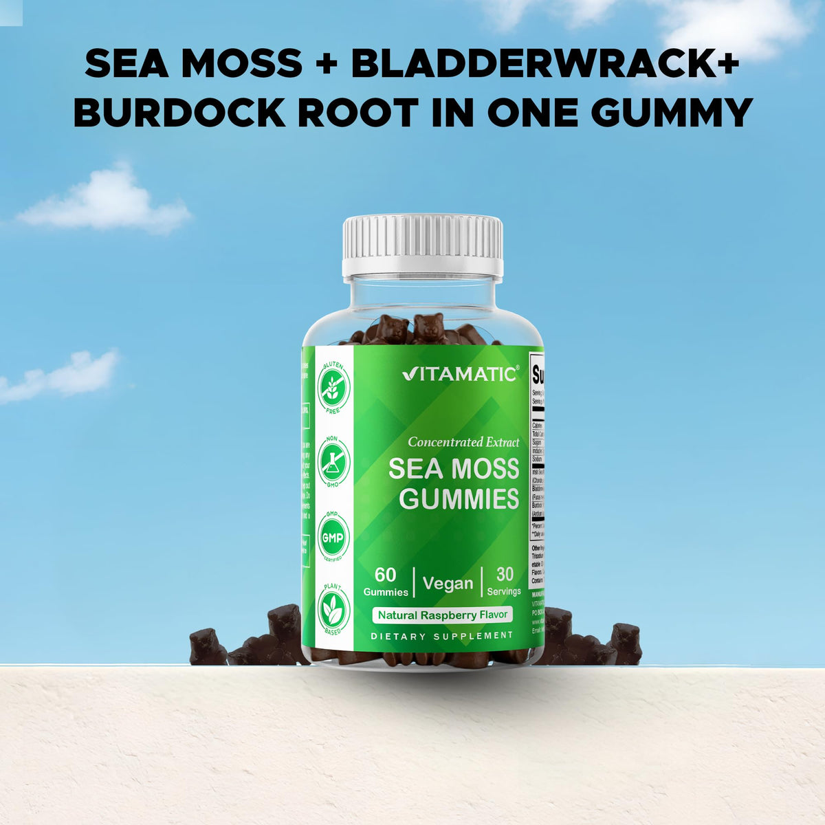 Pack de Vitamatic Gummies Mousse Marine à côté d'autres compléments