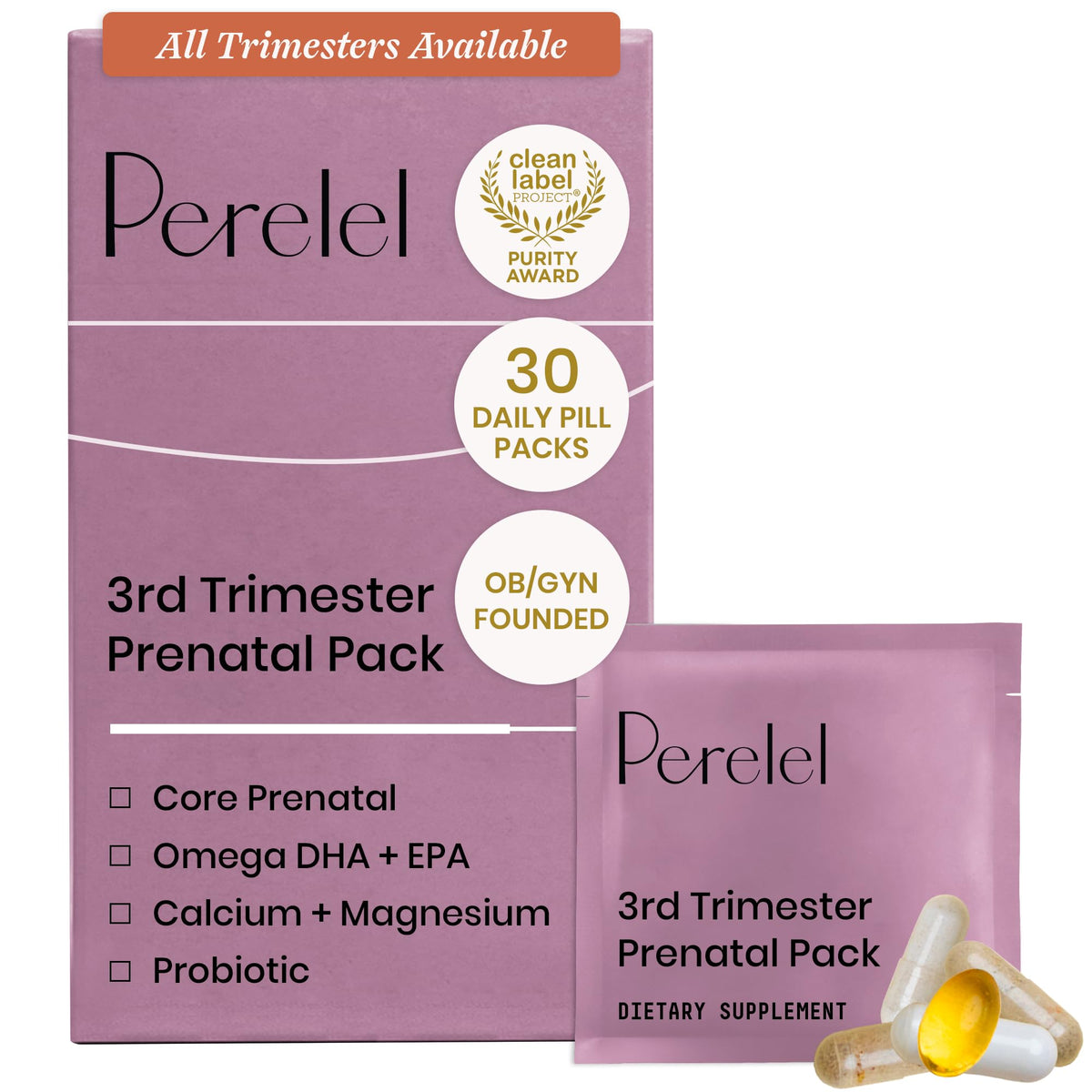 Pack de Vitamines Prénatales 3ème Trimestre Perelel vue avant