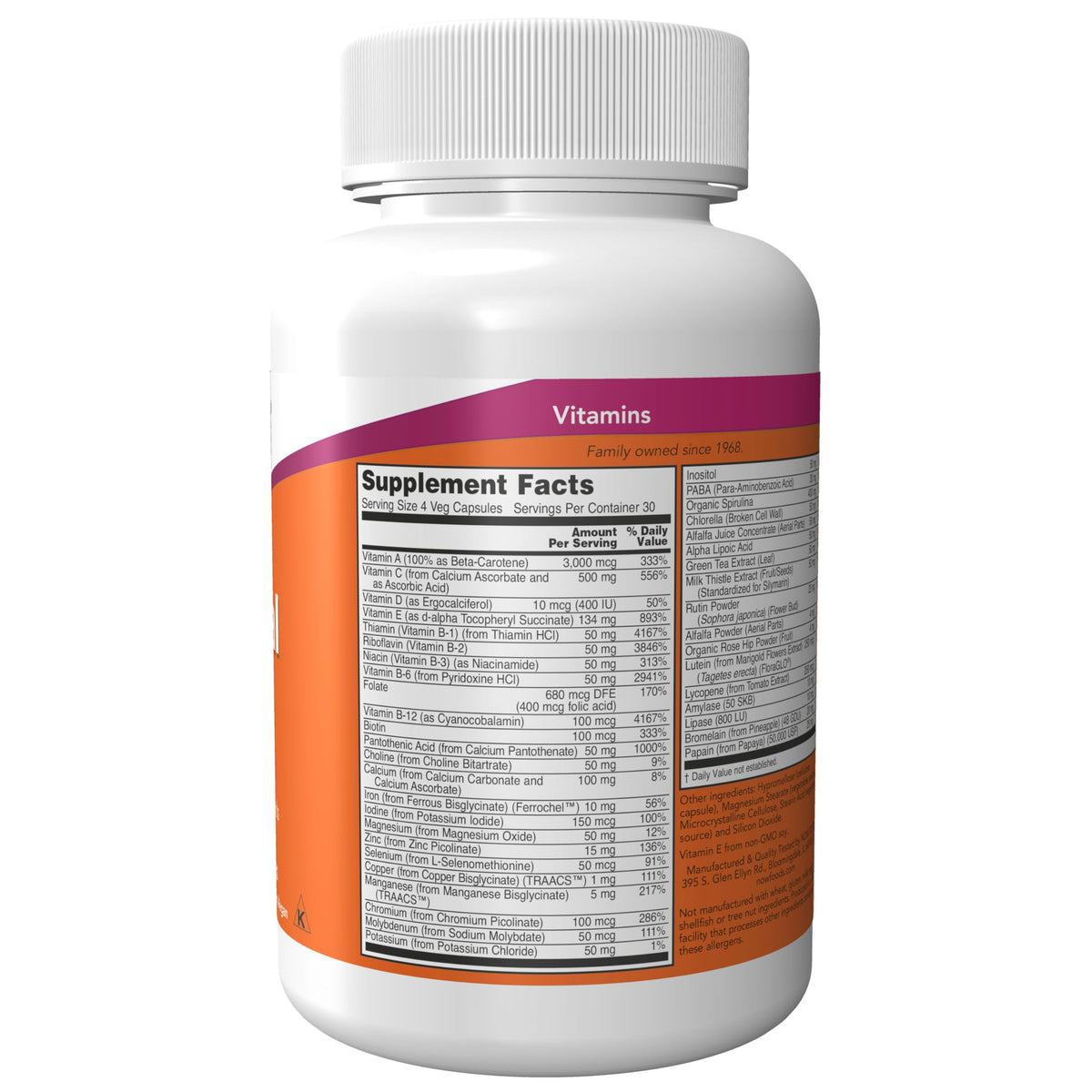 Pack des capsules végétales NOW Foods Special Two, côté
