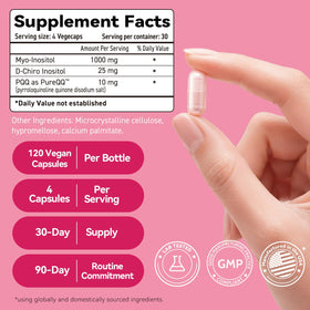 Pack of ESTHELIV Myo-Inositol capsules showing dosage details