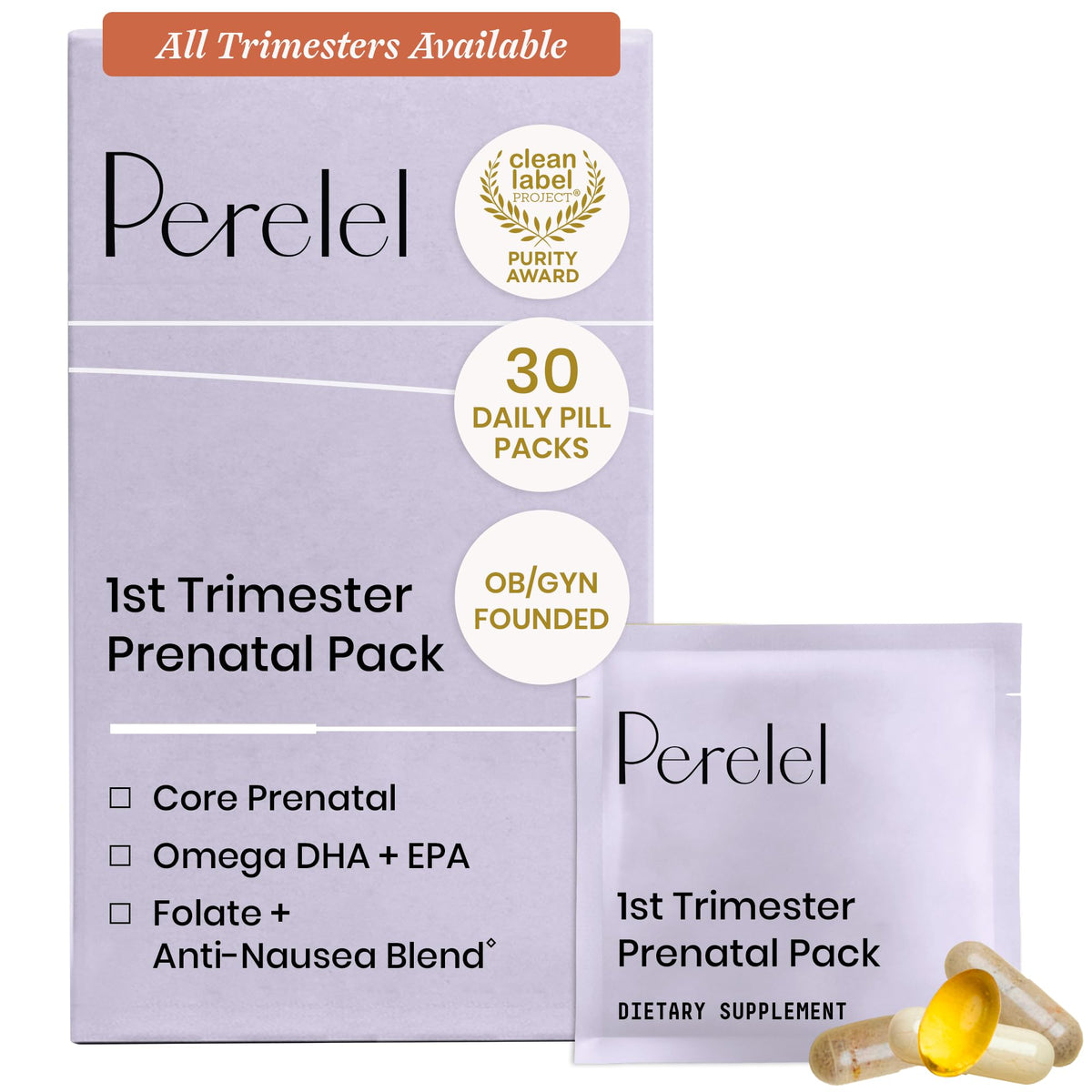 Pack Prénatal 1er Trimestre de Perelel avec capsules et softgel