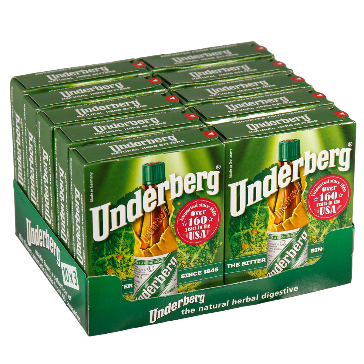 Pack voyage Underberg avec 10 bouteilles de bitters individuelles