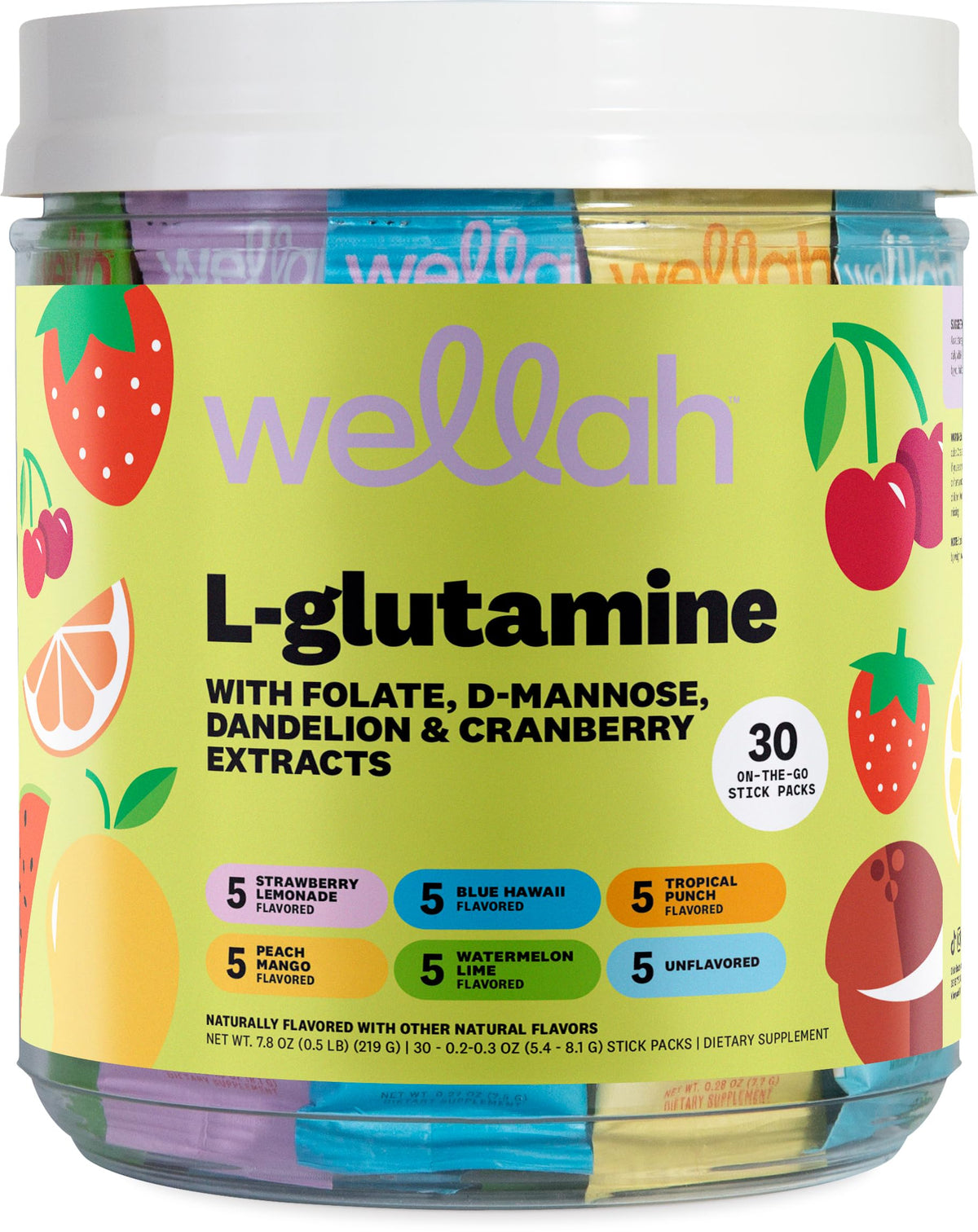 Pack Wellah L-Glutamine 30 sachets avec 6 saveurs en vue de face
