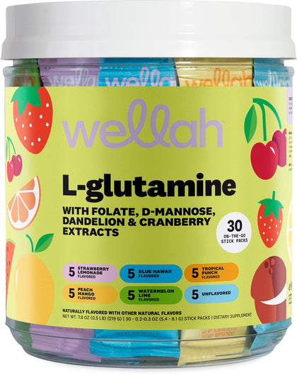 Pack Wellah L-Glutamine 30 sachets avec 6 saveurs en vue de face