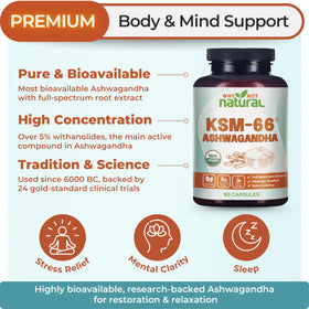 Packaging d'Ashwagandha KSM-66 Why Not Natural avec détails