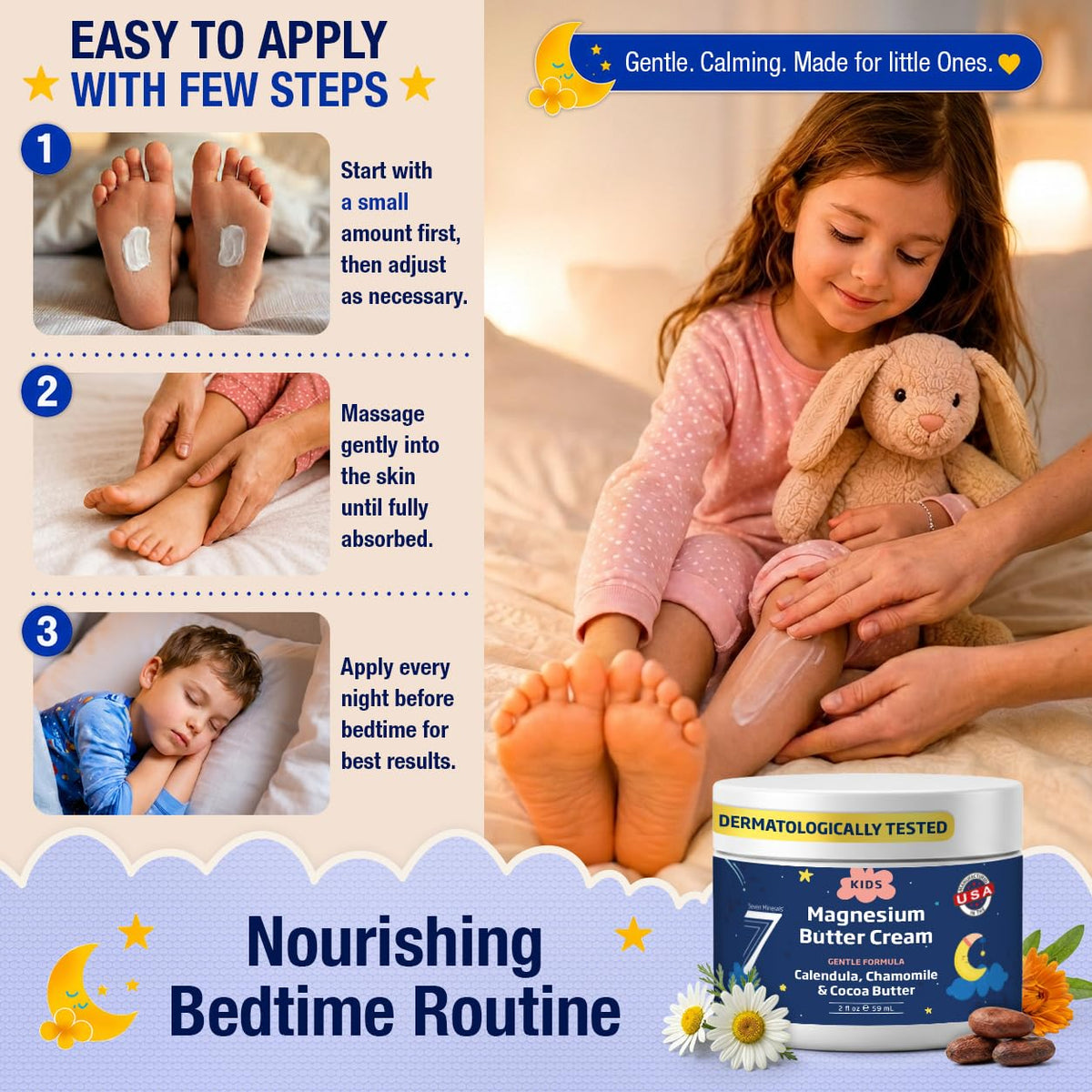 Packaging de 2 oz de la Crème Beurre Magnésium pour enfants