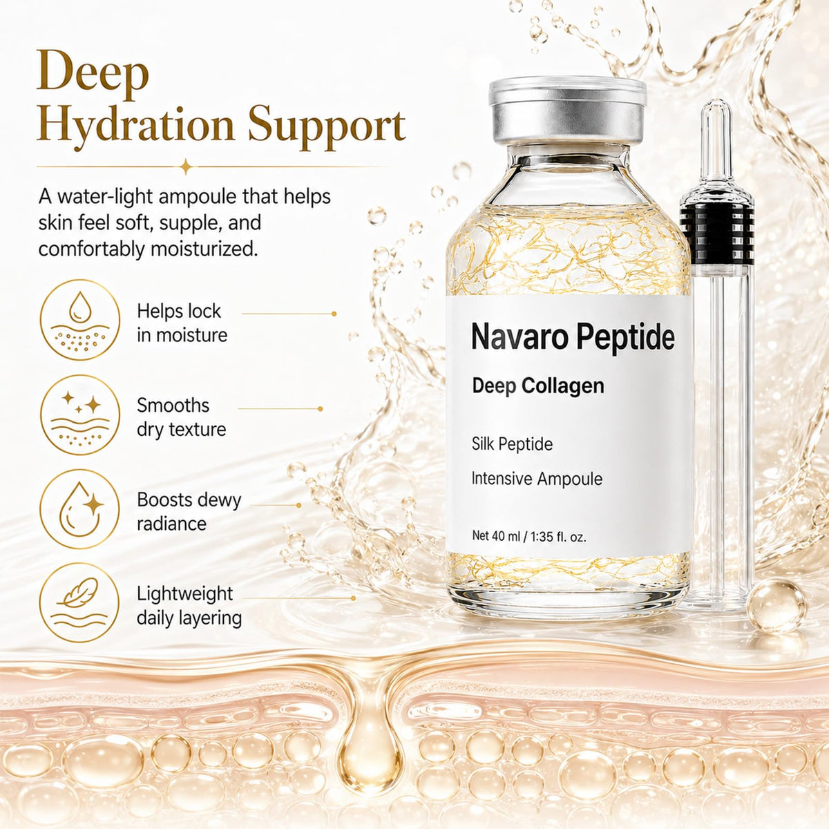 Packaging de l'ampoule de collagène Navaro Peptide