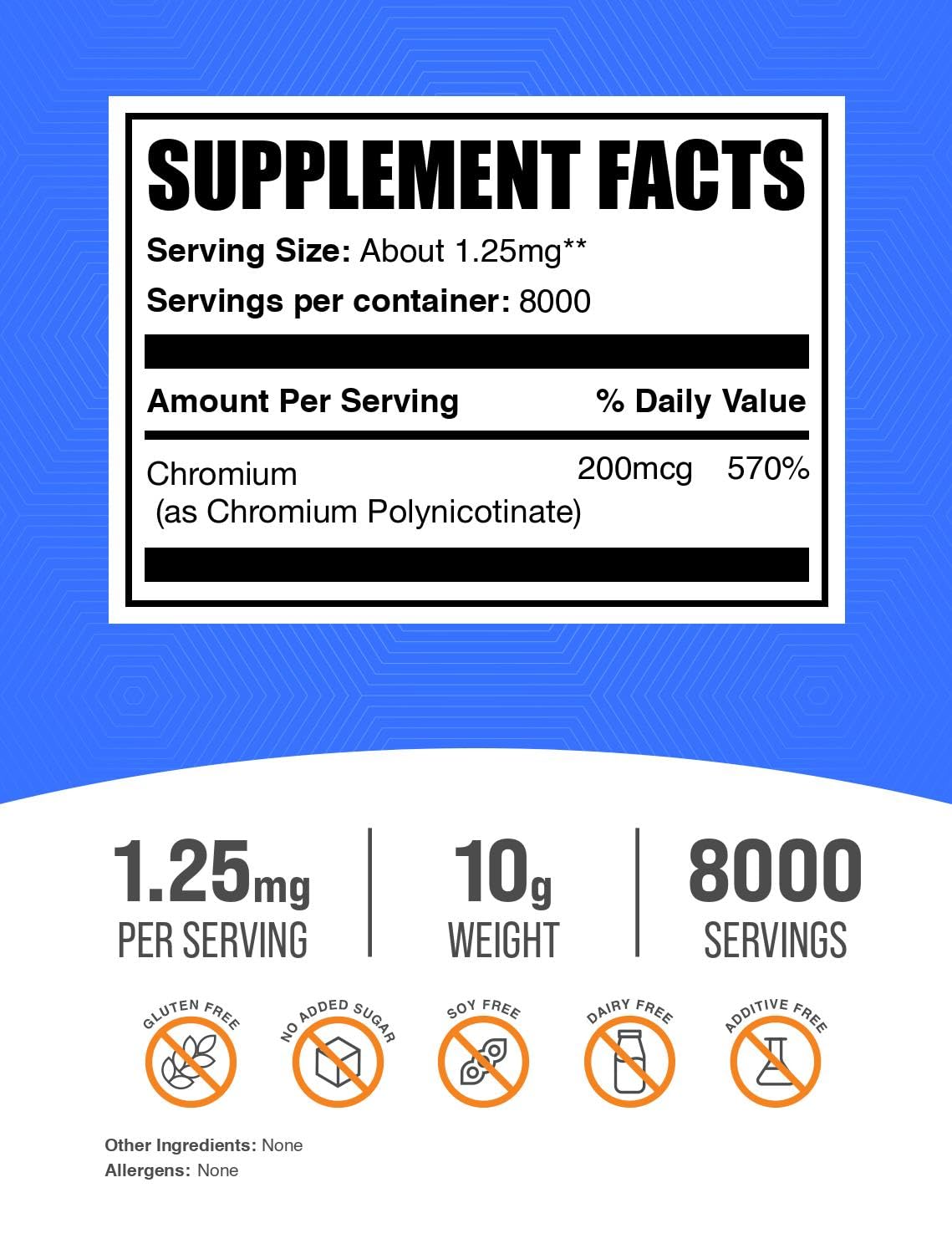 Packaging de la Poudre de Chrome GTF BulkSupplements