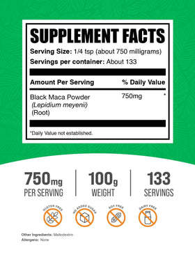 Packaging de la poudre de Maca noire BulkSupplements