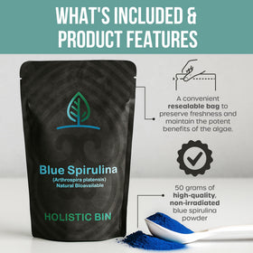 Packaging de la poudre de spiruline bleue Holistic Bin