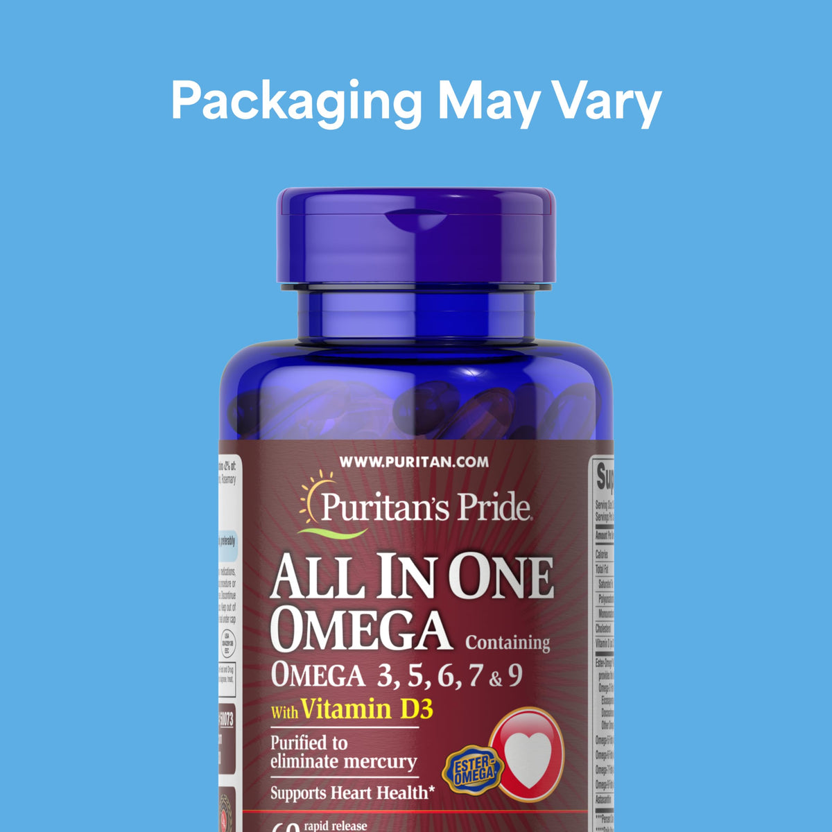 Packaging de Puritan's Pride All in One Omega 60 gélules