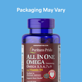 Packaging de Puritan's Pride All in One Omega 60 gélules