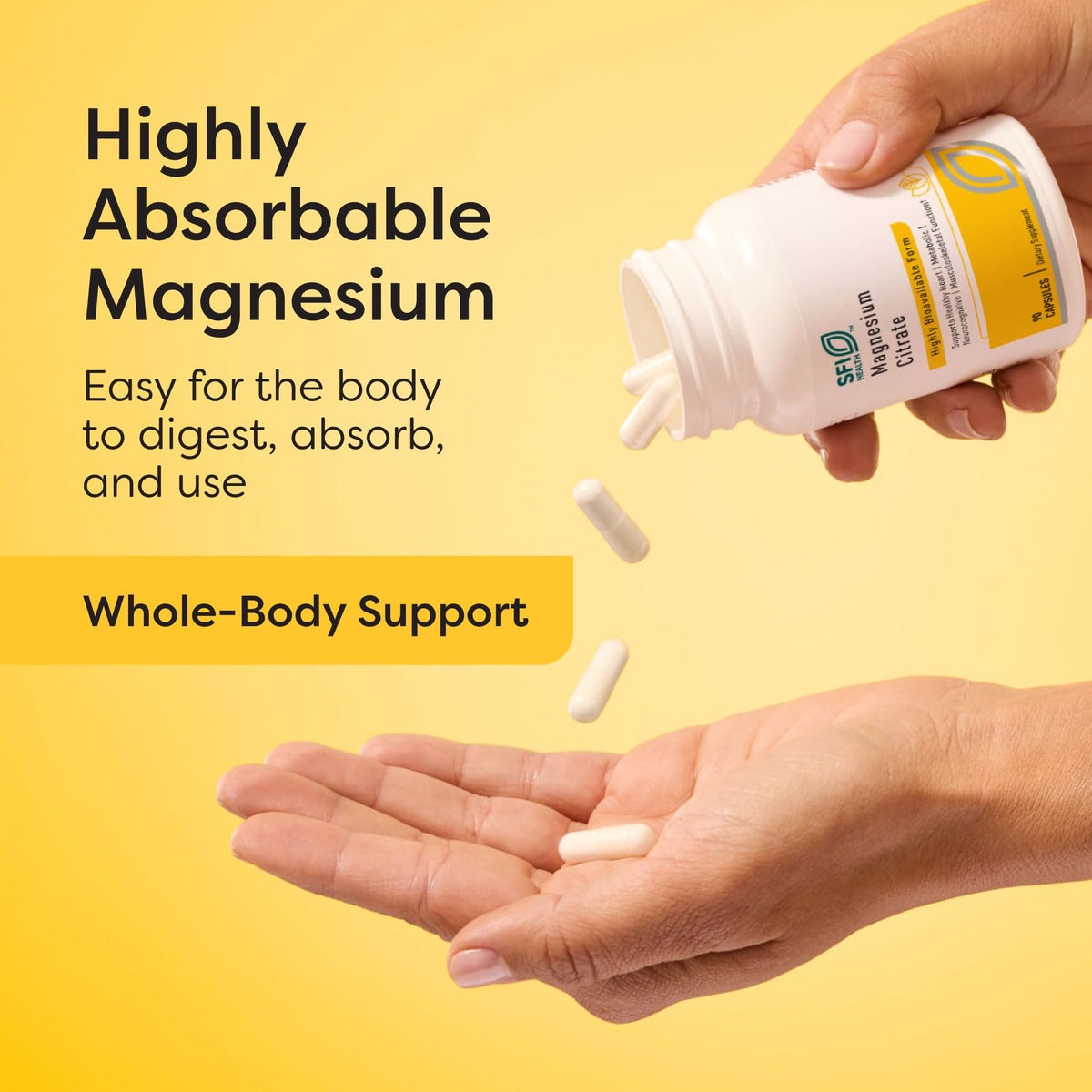Packaging de SFI Health Magnésium Citrate, étiquette détaillée
