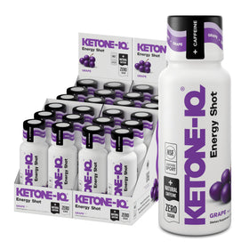 Packaging des shots Ketone-IQ avec caféine, couleur raisin