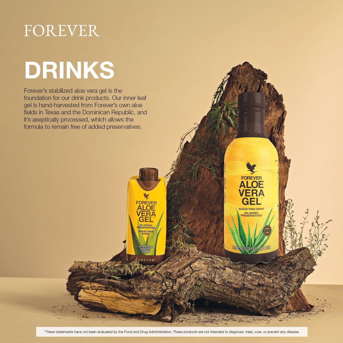 Packaging du gel d'aloe vera Forever Living, vue de côté