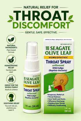 Packaging du spray de gorge Seagate 1 oz