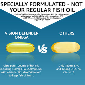 Packaging of Vision Defender Omega-3 supplement