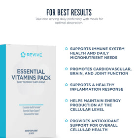 Packs Essentiels de Vitamines Revive sur une table