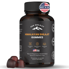 PakShilajit Gummy au Shilajit Himalayen Pur 60 Gummies, vue de face