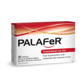Palafer complément alimentaire fer 100 mg sur une table en bois