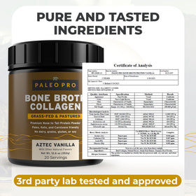 Paleo Pro Poudre de Collagène de Bouillon d'Os au Curcuma 472g avec cuillère