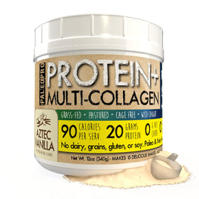 Paleo Pro Protein+ Multi-Collagen Vanille Aztec 358g devant