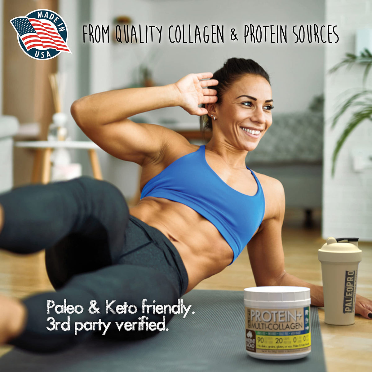 Paleo Pro Protein+ Multi-Collagen Vanille Aztec 358g en utilisation