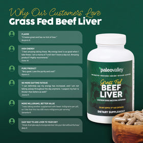 Paleovalley Capsules de Foie de Boeuf 100% Élevé à l'Herbe, prise avec de l'eau