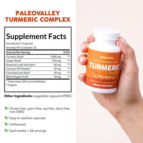 Paleovalley Complexe Bio de Curcuma, capsules végétariennes