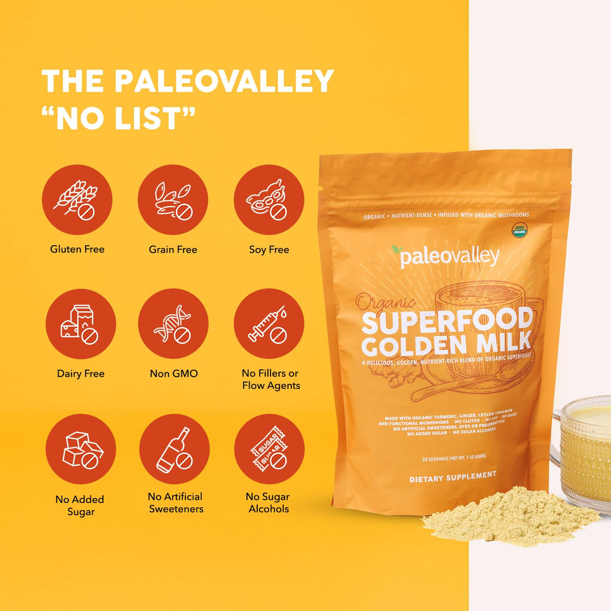 Paleovalley Golden Milk Superfood 440g préparation dans une tasse